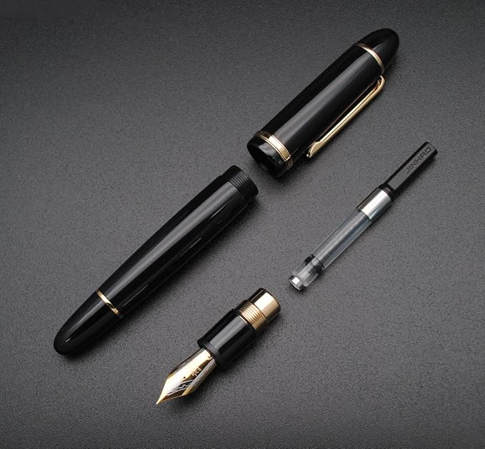 JINHAO X159 Fountain Pen (EF Nib 0.38mm, Black with Gold Clip)