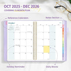 2026 Planner, Annecy Weekly ＆ Monthly Planner 2026, Jan. 2026 – Dec. 2026, 9" x 11" Monthly Agenda Planner with Tabs, Vegan Leather Cover, Spiral Binding, Double-sided Pocket, Bookmark, Purple