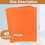 Silunkia 40 Sheets Orange Cardstock 8.5 x 11 Craft Paper, 75lb Premium Pumpkin Card Stock Printer Paper for DIY Cards Making, Certificates, Invitations, Scrapbooking, Party Decorations