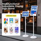 YIYO sign stand，floor sign holder poster stand heavy duty pedestal signage stand for display (WHITE, 8.5*11)