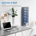 OUTWOLF Hanging Wall File Organizer with Hooks, 12 Tier Vertical Wall Mount File Holder, File Folder Wall Organizer for Office