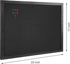 OWLKELA 17'' x 23'' Cork Board with Felt, Vision Board and Decorative Hanging Pin Board, Black Framed Display Bulletin Board for Walls, Ideal for Office, School and Home