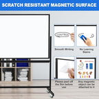 Max-officoo Large Dry Erase White Board with Rolling Stand 72"x48" Double-Sided Mobile Magnetic Whiteboard on Wheels, Including 3 Magnetic Erasers, 7 Markers, 30 Magnets