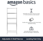 Amazon Basics 5-Shelf Adjustable, Storage Shelving Unit, (200 Pound Loading Capacity per Shelf), Steel Organizer Wire Rack, 23.2 x 13.4 x 60 inches (LxWxH), Chrome