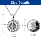 Compass Necklace for Women Men 925 Sterling Silver Pendant Urn Necklaces for Ashes Picture Locket Necklace Anchor Necklace Viking Necklace Crystals CZ Moonstone Abalone Shell Turquoise Compass Jewelry
