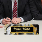 Personalized Name Plate, Custom Office Decor - Acrylic Desk Accessory, Office Gifts for Employees (Black Coast)
