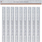 Breman Precision Metal Ruler 15 Inch Cork Back – 10 Pk Stainless Steel Straight Edge, Flexible Non-Slip Metal Ruler with Cork Backing – Imperial & Metric for Crafting, School, Workshop & Home Use