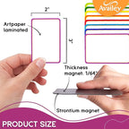 Availey 40 Pieces (3 x 2) - Colored Border Magnetic Dry Erase Labels - Reusable Strips for Classroom Home Office Garage - Refrigerator Blank Writable Erasable Cards - Name Tags Students Locker Shelf