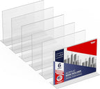 Acrylic Sign Holder 11 x 8.5 - Acrylic T Shape Table Top Display Stand, 6 Pack, Double Sided, Bottom Load, Landscape Style Menu Ad Frame. Perfect for Restaurants, Promotions, Photo Frames, Classroom
