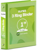 SUNEE 3 Ring Binder 1 Inch 1 Pack, Clear View Binder Three Ring PVC-Free (Fit 8.5x11 Inches) for School or Office Supplies, Tender Green