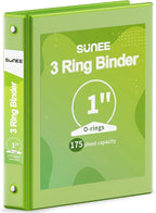 SUNEE 3 Ring Binder 1 Inch 1 Pack, Clear View Binder Three Ring PVC-Free (Fit 8.5x11 Inches) for School or Office Supplies, Tender Green