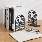 Personalized Name Book Ends Metal, Heavy Duty Bookends for Shelves Decorative, Dinosaur Non-Slip Book Stopper, Home Office Desk Modern Bookshelf Decor, Customized Gifts Color06
