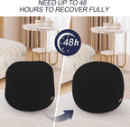 MeMoreCool Stuffed Round Pouf Ottoman Foot Rest, Floor Pouf Foot Stool with Soft Foam Chunk Filling, Small Round Ottoman Footstool Circle Footrest for Living Room, Black