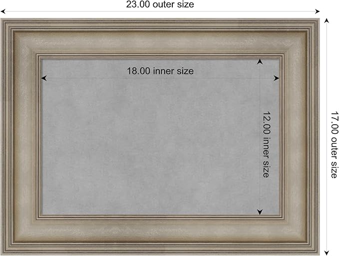 Amanti Art Silver Framed Magnetic Board 17x23 Small Vision Board for use with Magnets, 100% Metal Sheet to Display Items as Office Decor or for Home Organization in mudroom, Kitchen or Kids Room