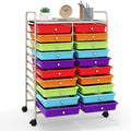 Happygrill 20-Drawer Organizer Cart Tools, Mobile Utility Storage Cart with Removable Drawers & Lockable Wheels, Rolling Storage Cart with wheels for Home Office School(Multicolor)
