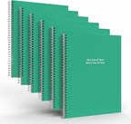 Custom Spiral Notebook Journals with a Green Colored Cover - 6 Pack of 8.5" x 11" – College Ruled, Hard Cover, 50 Sheets Per Book – For Journaling, Office, School Supplies, etc.