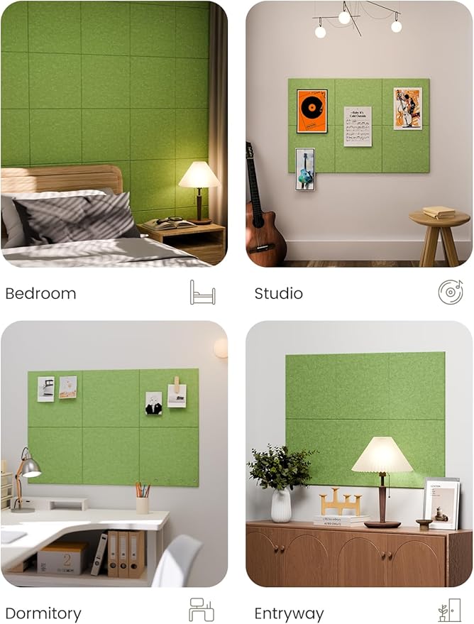 Fluxynara Large Felt Bulletin Board 36" x 24"Cork Board Alternative - 6 Pack with 40 Safe Removable Adhesive Tabs, Cork Boards for Walls Cork Board for Home Office Classroom Pin Board -Kelly Green