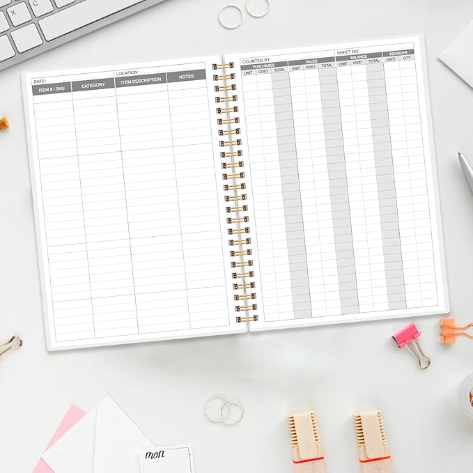 Inventory & Sales Log Book for Small Business – Inventory Ledger Book, Inventory Notebook, Order Tracker for Purchases, Sales & Reorders, 5.8" x 8.5", Teal Floral