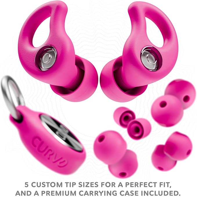 CURVD Live Stylish High-Fidelity Concert Earplugs for Live Events up to 14 dB Noise Reduction, 5 Tip Sizes & Carry Case