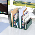 OUTIOE Mail Organizer Countertop, Small Desk File Organizer, Metal File Holder - Essential Workspace Organizers for Office Desk, Home Office (Green)