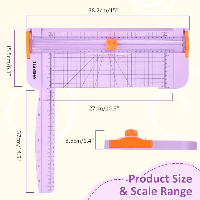 A4 Paper Cutter -12 Inch Paper Trimmer with 2pcs Replacement Blades with Safeguard Side Rulerfor Cut Gift Card,Coupon,Label, Cardstock,Photo