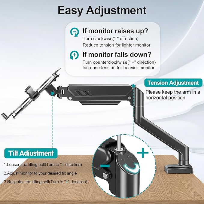 MOUNT PRO Laptop Arm Mount for Desk, 2 in 1 Function Monitor Laptop Stand, Fits Max 17" Notebook and 32" Computer Screen, Aluminum Single Monitor Holder with Adjustable Tray, Holds up to 22lbs