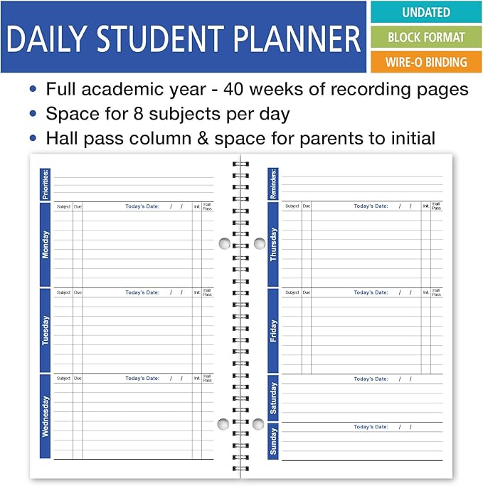 Elan Publishing Company Student Planner Weekly Overview Format for a Full Year (S85-Blue) 5.5 x 8.5