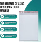 Levex - #4 9.5" x 14.5" [200 Pack] Poly Bubble Mailers, Padded Envelope Mailers, Packing Envelope & Mailing Bags for Shipping