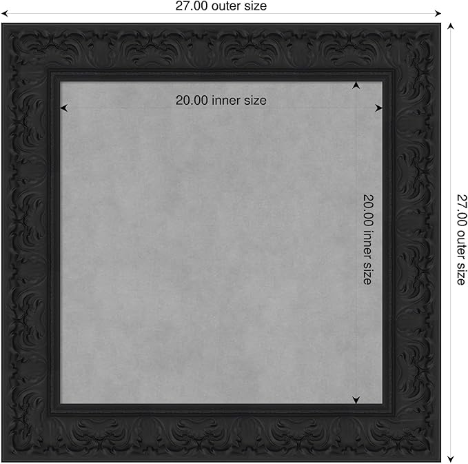 Amanti Art Black Framed Magnetic Board 27x27 Medium Vision Board for use with Magnets, 100% Metal Sheet to Display Items as Office Decor or for Home Organization in mudroom, Kitchen or Kids Room