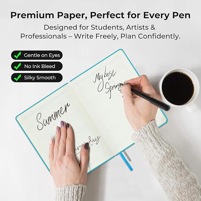 IN-LUXPRO Planner 2026 Daily Weekly and Monthly,6.5"x3.75",12 Months Spiral Bound Calendar Agenda with Self-adhesive Pen Holder,2026 Appointment Book with Vegan Leather Soft Cover,Light Blue