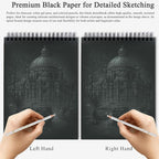 Fuxi Black Paper Sketchbook 9x12, 60 Sheets（90lb/150gsm） Hardcover Spiral Bound | Black Paper Notebook for Gel Pen, Colored Pencil, Artist Supplies for Adults, Teens & Students.