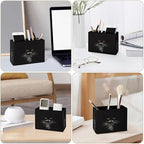 Famame 3D Cute Black Cat Pencil Holder for Desk, Leather Desktop Container Pen Cup Storage Study Table Pen Organizer Makeup Brush Holder for Classroom Office Home