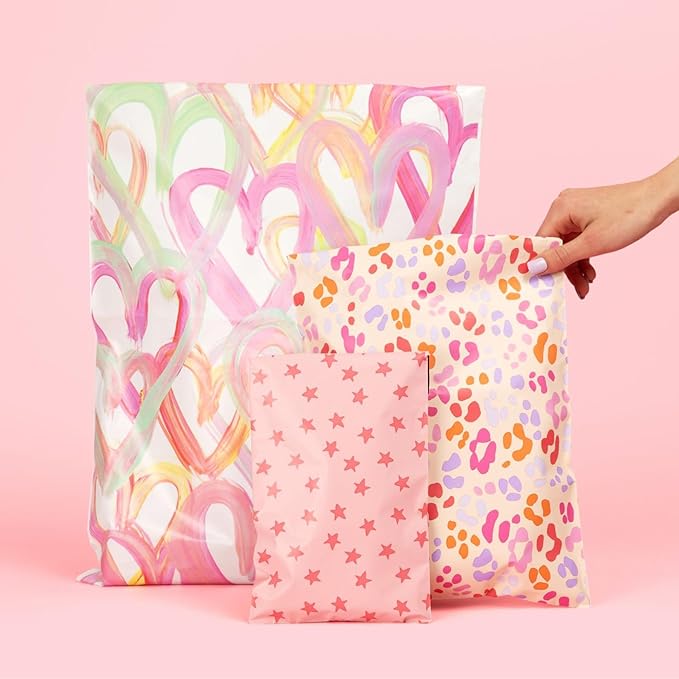 Pretty Package Store 10x13 Designer Poly Mailer 100 Pack Heavy Duty Waterproof Self Seal Shipping Bags for Small Business Large Mailing Envelopes Bulk Tear Resistant Cute Packaging Preppy Leopard