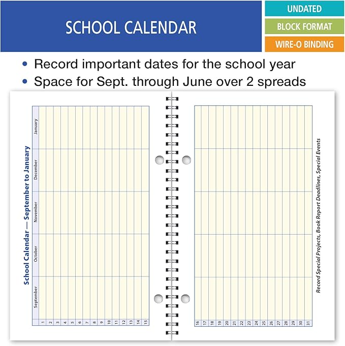 Elan Publishing Company Student Planner Weekly Overview Format for a Full Year (S85-Blue) 5.5 x 8.5