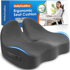 DailyCuddles Seat Cushion, Chair Cushions for Office Chairs/Desk Seats/Wheelchair - Hip&Sciatica&Tailbone Pain Relief Memory Foam Office Chair Cushion for Long Sitting Office Workers, Grey