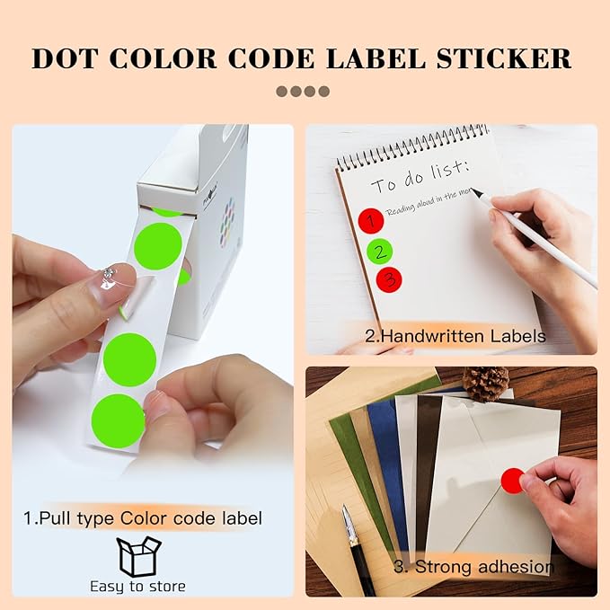 PARLAIM 2 Rolls 2000PCS 3/4" Round Circle Color-Code Dot Stickers,2 Color Style Colorful Coding Label Sticker for Home Office Classroom(Red+Light Green)