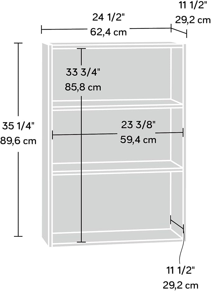 Sauder Beginnings 3-Shelf Bookcase, Bookshelf with Adjustable Storage Shelves, in Summer Oak