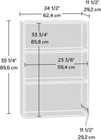 Sauder Beginnings 3-Shelf Bookcase, Bookshelf with Adjustable Storage Shelves, in Med Wood Finish