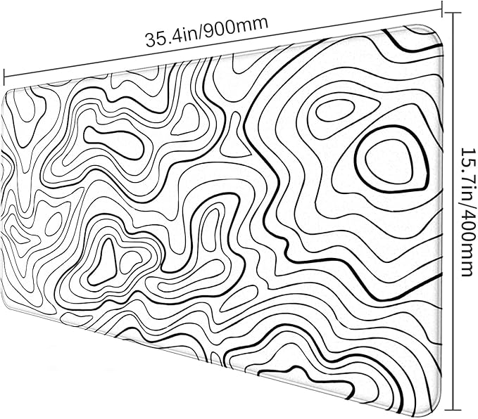 Wave Pattern Laptop Anti Slip Mouse Pad, Office Accessories Decorative Stitching Edge Gaming Mouse Pad 34.5x15.7 Inches