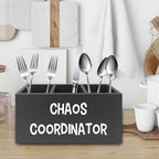 XPH Chaos Coordinator Black Pen Pencil Holder Organizer for Desk, Thank You Gifts for Women Men Coworkers Boss Leader Manager, Appreciation Gifts Wooden Box Sign for Office Tabletop Decorations