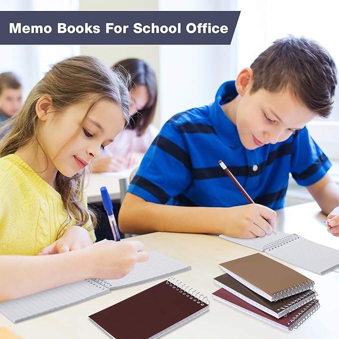 Thenshop 100 Pads Spiral Memo Pads Bulk 3 x 5 Inch Small Pocket Notepad Top Bound Lined 60 Sheets Mini Notebooks for School College Office Home Supplies (Multicolored)