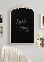 Kate and Laurel Arendahl Decorative Vintage Arch Chalkboard; 19 x 31; White; Framed Arched Ornate Magnetic Chalkboard for Bedroom Organization or Entryway Decor