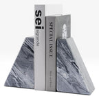 Karibiber Marble Bookends for Heavy Books, Decorative Book Ends for Shelves, Unique and Heavy-Duty Book Ends for Hardback Book & CDS, Stone Book Stopper, Modern Book Holder, Monte Grigi, Set of 2