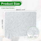 PATIKIL Desk Divider, 4 Set 24 x 16 Inch Acoustic Freestanding Desk Divider Desk Privacy Panel with 8 Pcs Support Feet for Library Office Workstation,Light Grey