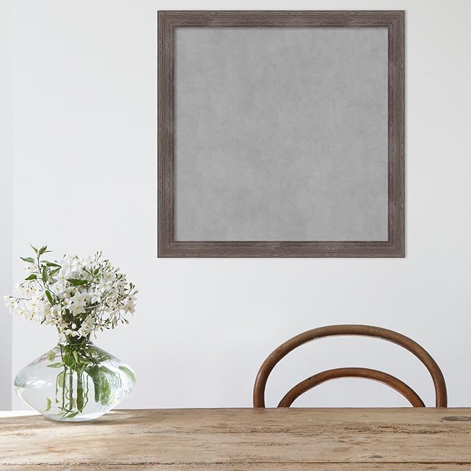Amanti Art Grey Framed Magnetic Board 23x23 Medium Vision Board for use with Magnets, 100% Metal Sheet to Display Items as Office Decor or for Home Organization in mudroom, Kitchen or Kids Room