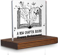 New Chapter Begins Retirement Acrylic Desk Sign, Inspirational Gift for Women Men, Happy Retirement Book Design Plaque, Farewell Keepsake for Coworker Teacher Friend Parent PA127