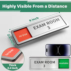 Exam Room Sign, Exam Room Numbers, In Use/Available Slider Door Signs for Therapists, School, Medical Office, Hospital-Easy Installation