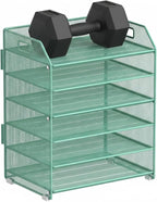 6 Tier Desk Organizer, Heavy-Duty Thick Metal Letter Tray Organizer, Large Capacity Desktop File Organizer for Heavy Files, Easy to Assemble for Home, Office & Classroom,Black,Green