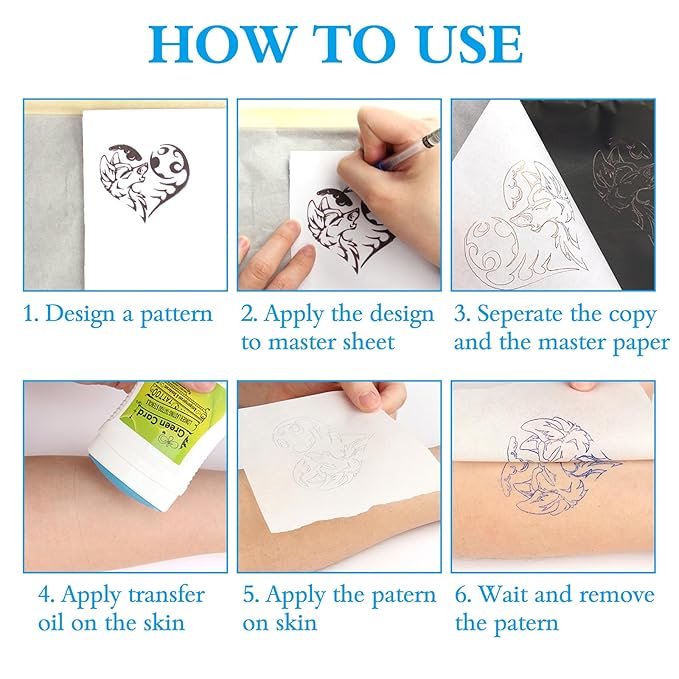 Yangna Tattoo Transfer Paper 50 Sheets A4 Thermal Stencil Paper for Tattoo Artists, 4-Layer Design Works with Thermal Copier Machines & Hand Tracing