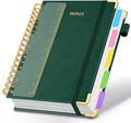 Hardcover Spiral Notebook 8.5"x11" Journal Notebook with Tabs and Removable Dividers 300 Pages 5 Subject Notebook College Ruled, Faux Leather Spiral Bound Notebook for Women School Work(Green)